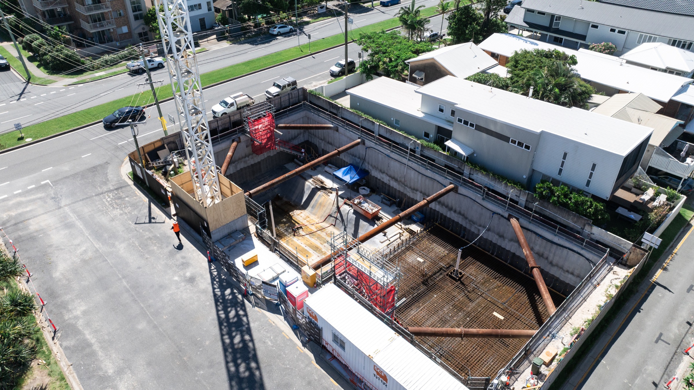 Basement excavation and construction works from above